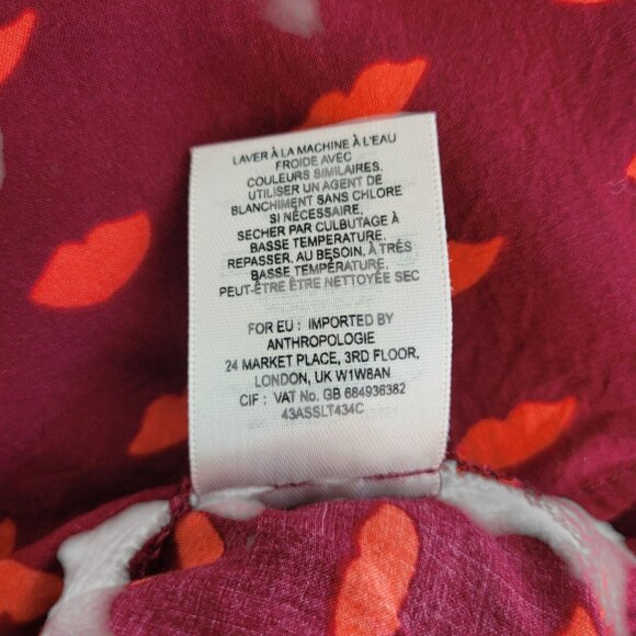 Anthropologie Maeve Red Lip Print Tank Top Womens Size 0 Sleeveless Rayon - Picture 9 of 10